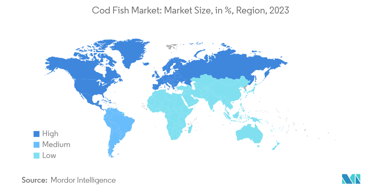 Cod Fish Market: Market Size, in %, Region, 2023