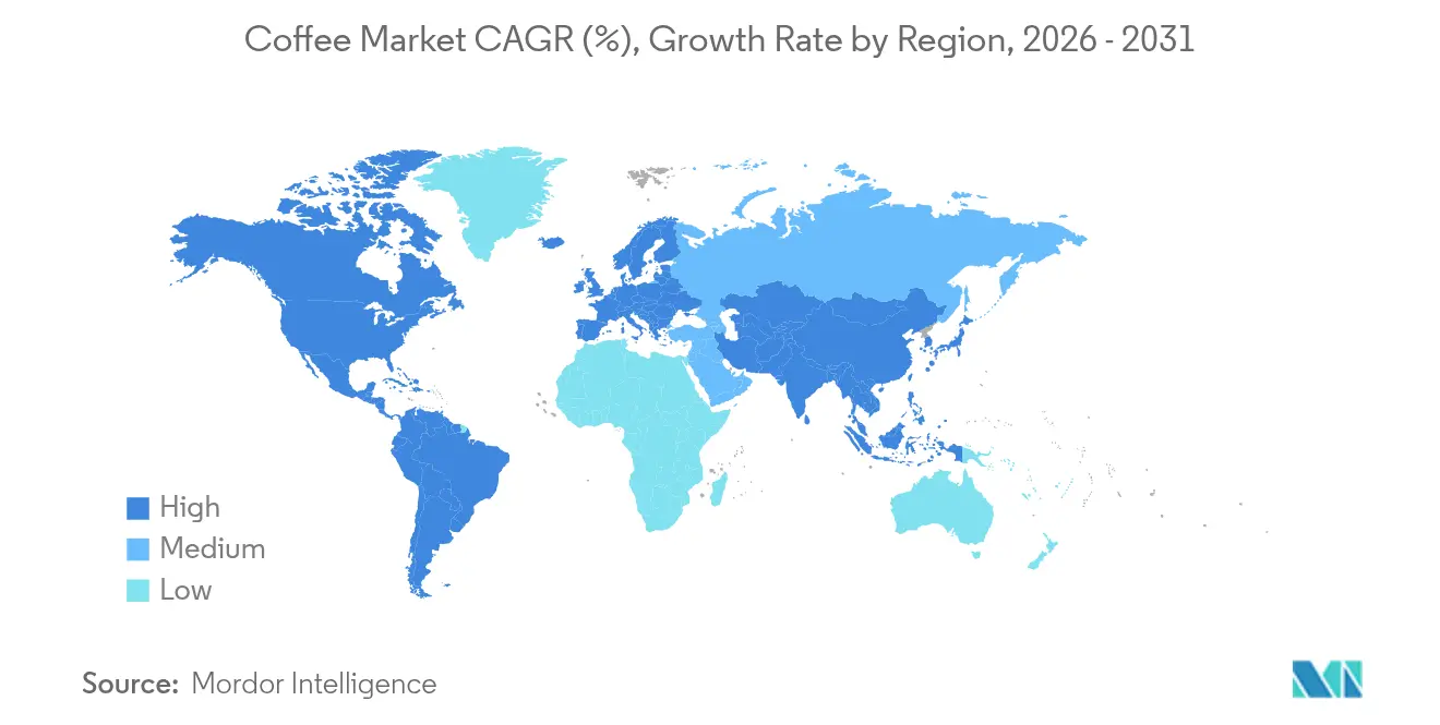 Coffee Market CAGR (%), Growth Rate by Region