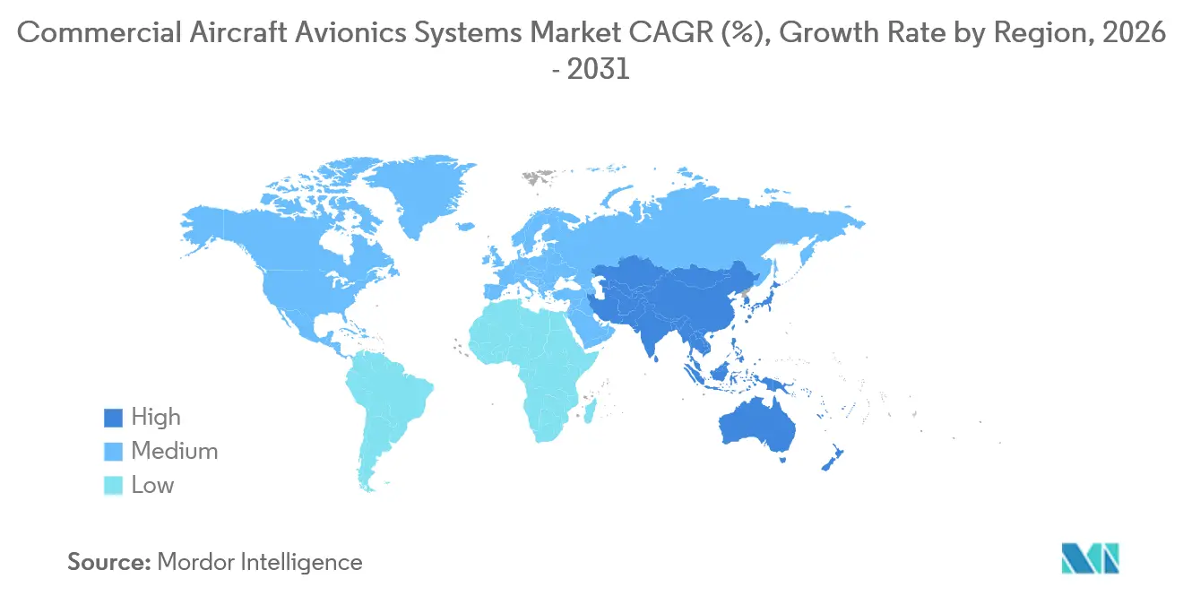 Commercial Aircraft Avionics Systems Market CAGR (%), Growth Rate by Region