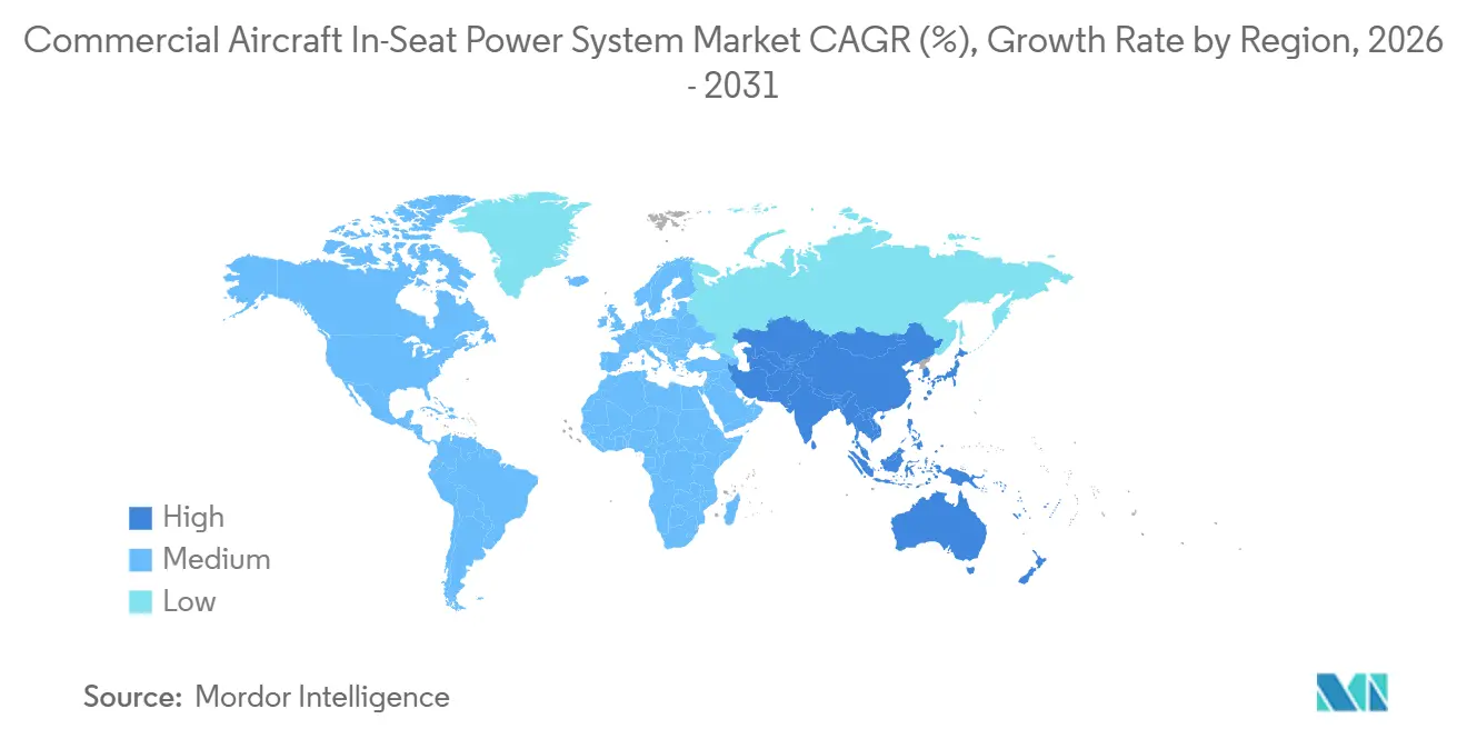 Commercial Aircraft In-Seat Power System Market CAGR (%), Growth Rate by Region