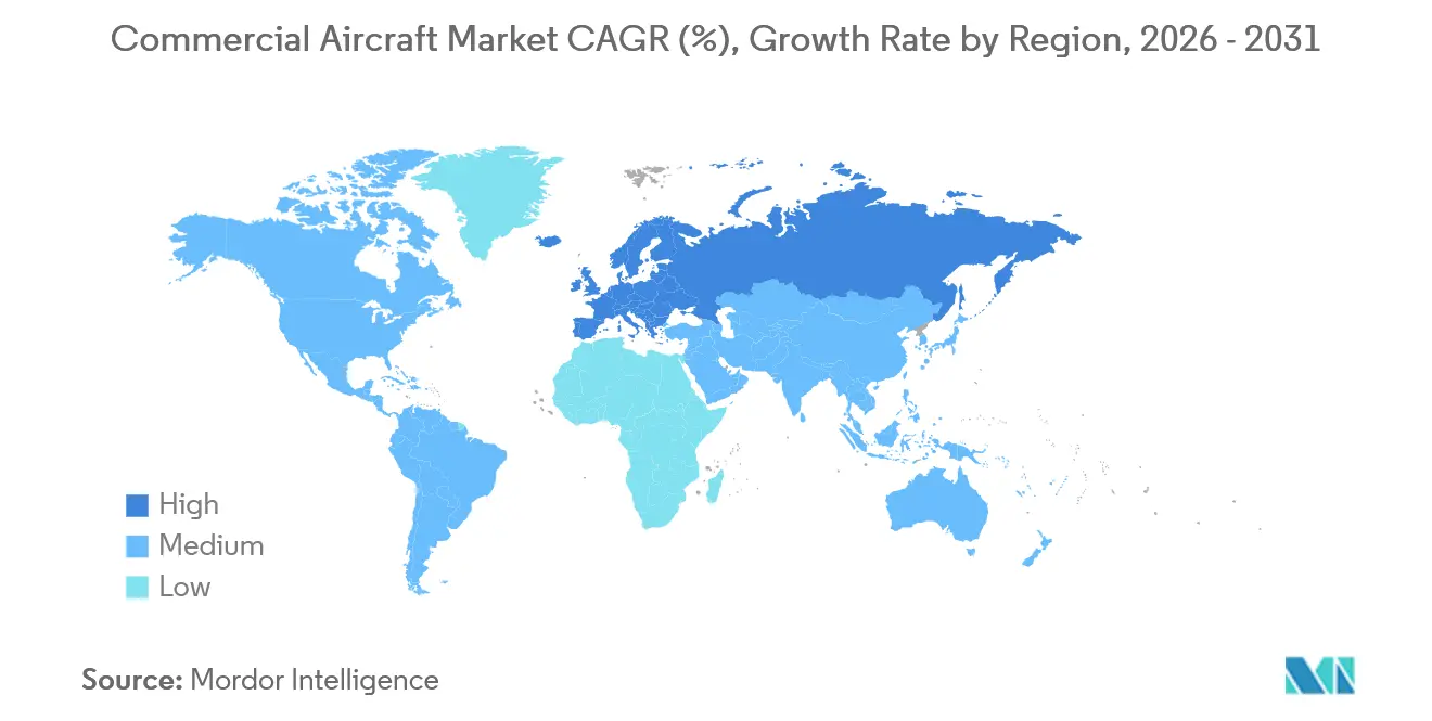 Commercial Aircraft Market CAGR (%), Growth Rate by Region