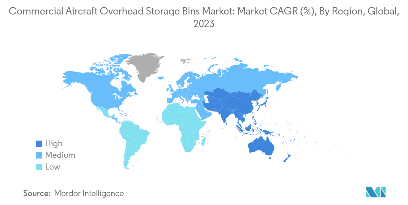 Commercial Aircraft Overhead Stowage Bins Market: Commercial Aircraft Overhead Storage Bins Market- Growth Rate by Region (2023 - 2028)