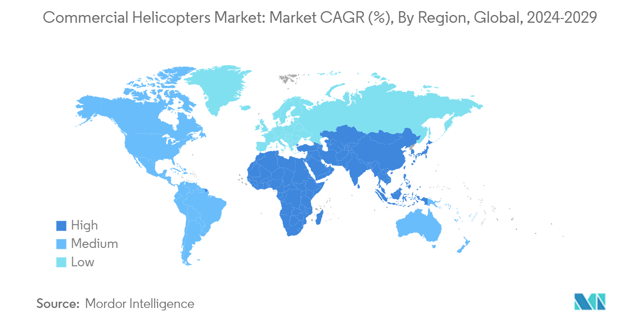 民間ヘリコプター市場 - 地域別成長率（2022年〜2027年）