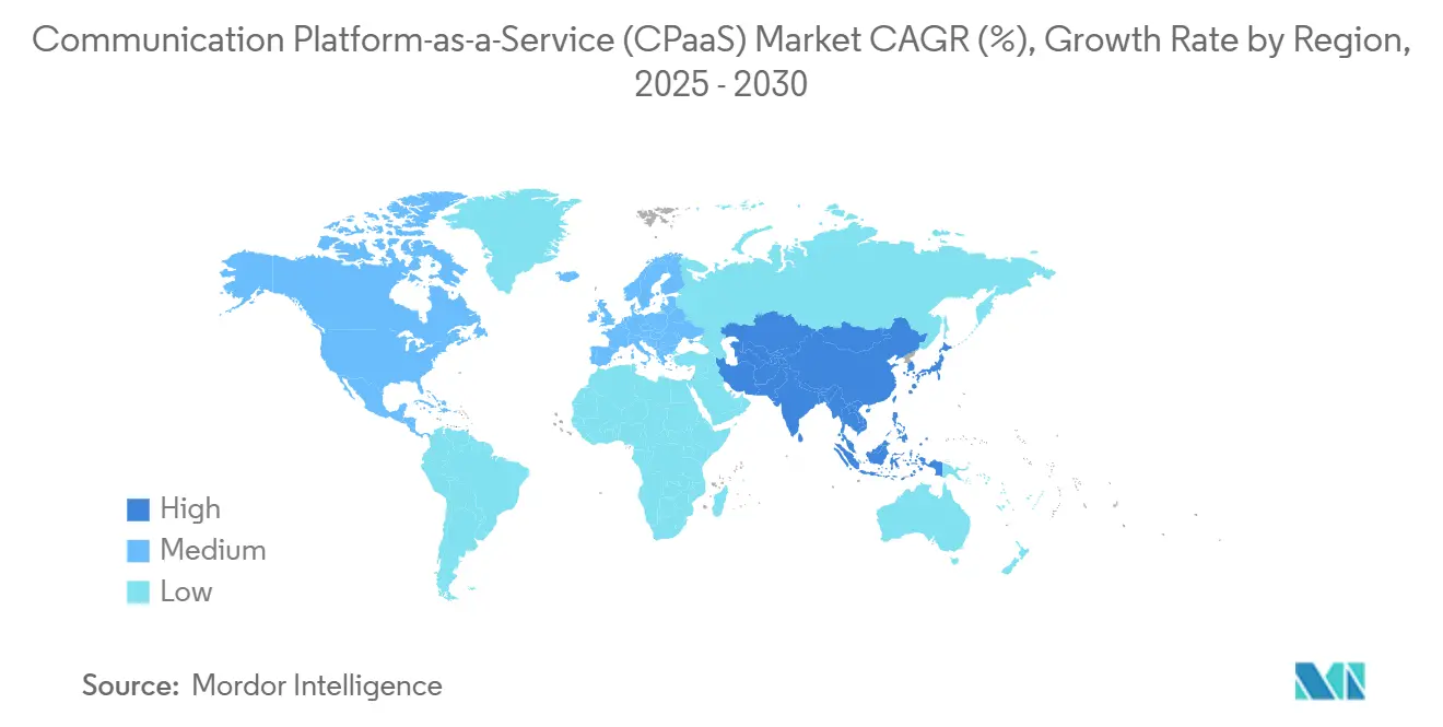 Communication Platform-as-a-Service (CPaaS) Market CAGR (%), Growth Rate by Region