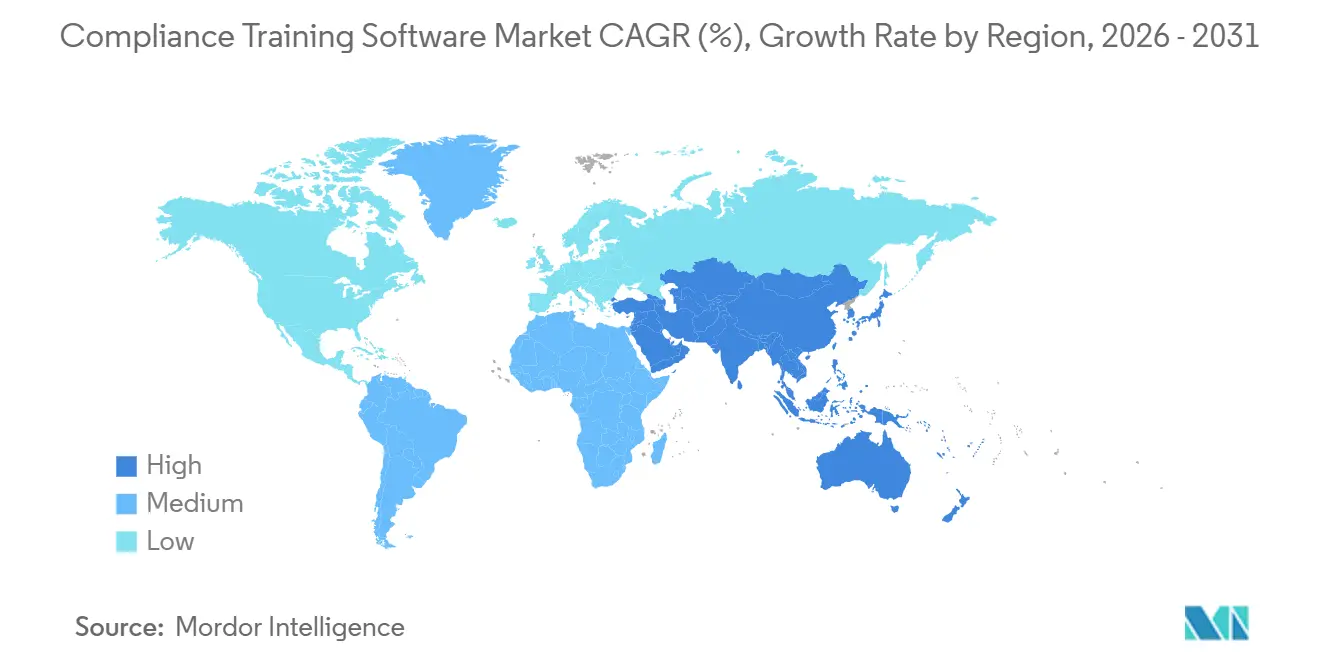 Compliance Training Software Market CAGR (%), Growth Rate by Region