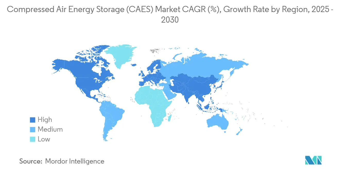 Compressed Air Energy Storage (CAES) Market CAGR (%), Growth Rate by Region
