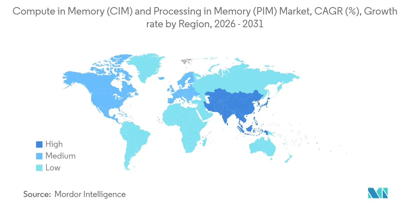 コンピュート・イン・メモリ(CIM)およびプロセッシング・イン・メモリ(PIM)市場の地域別成長率