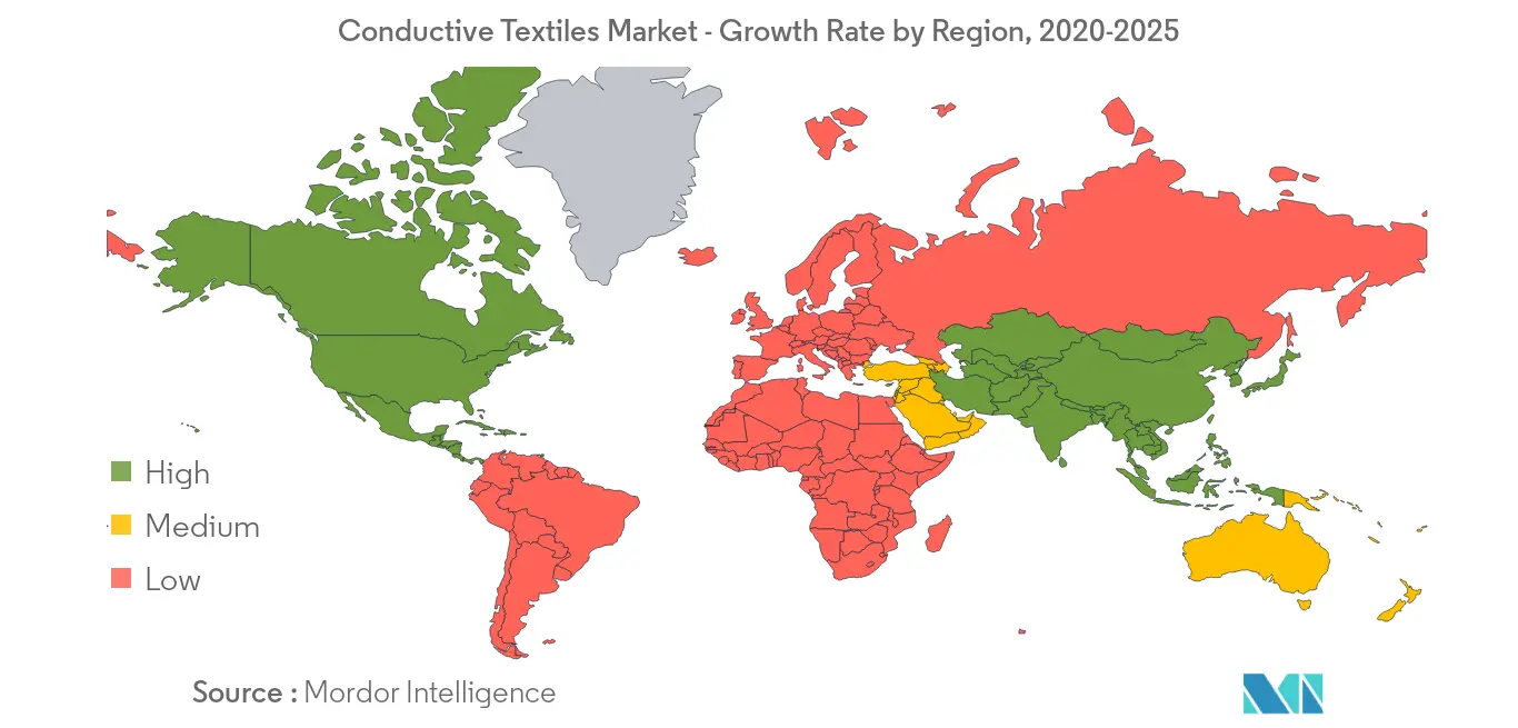 Conductive Textiles Market - Growth Rate by Region, 2020-2025