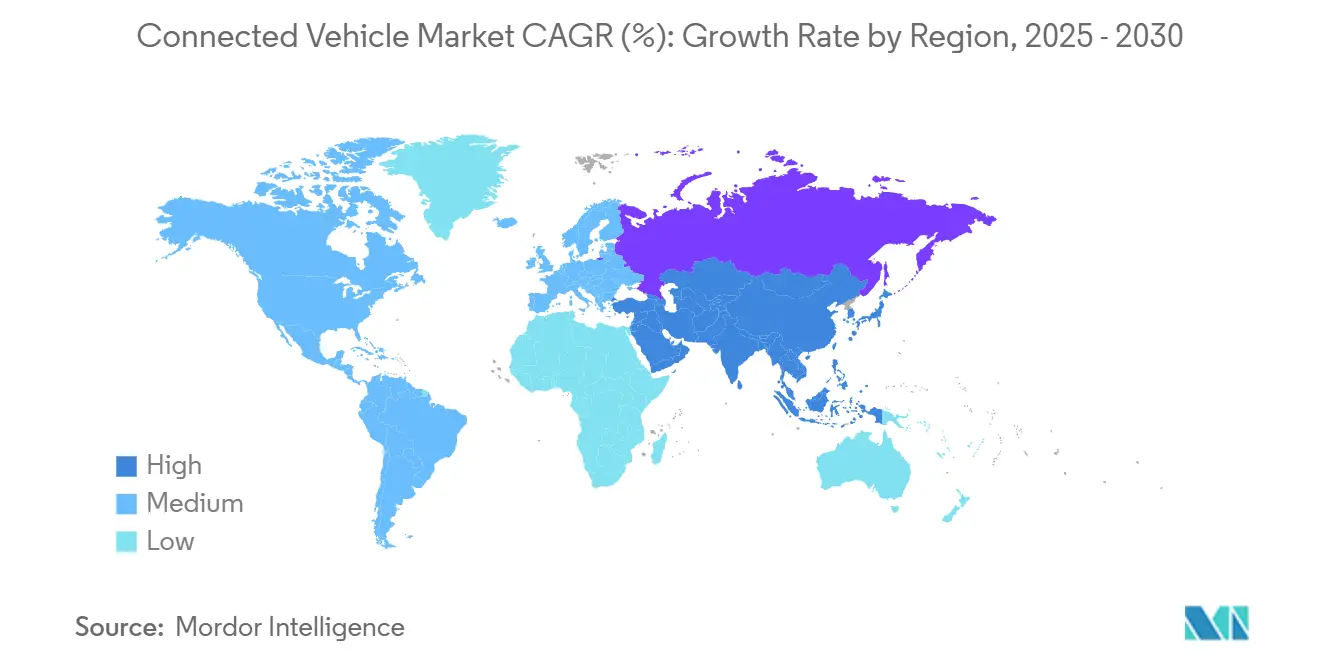 Market Analysis of Connected Vehicle Market: Forecasted Growth Rate by Region