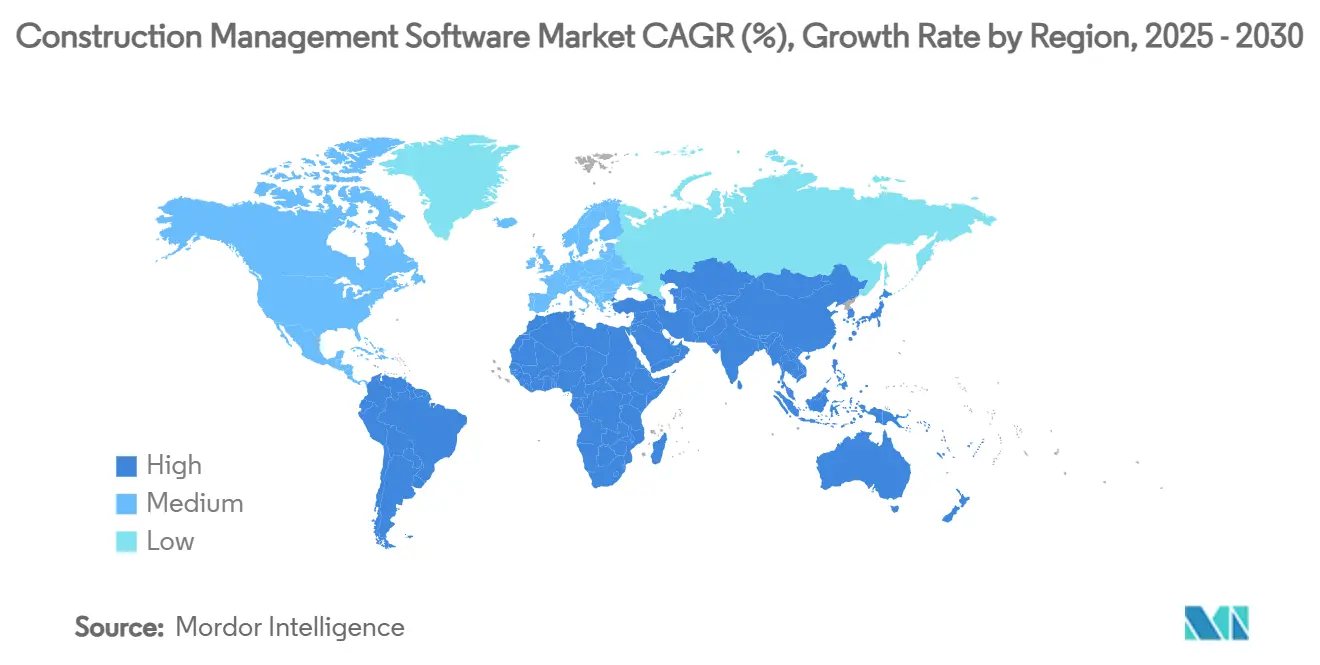 Construction Management Software Market CAGR (%), Growth Rate by Region