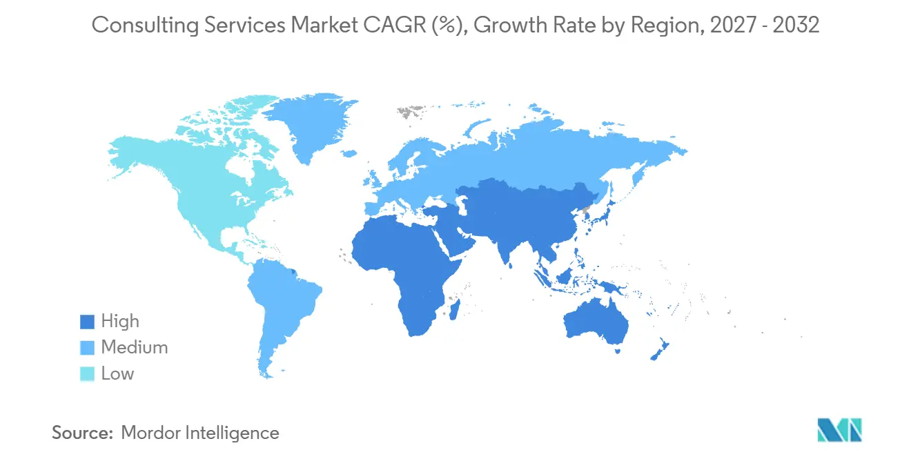 Tasa de Crecimiento del Mercado de Servicios de Consultoría por Región