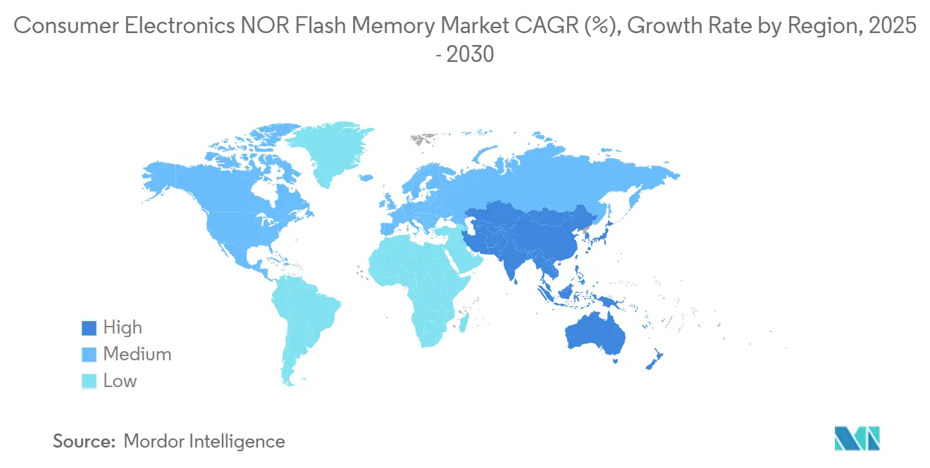 Consumer Electronics NOR Flash Memory Market, Market CAGR(%), By Region, Global