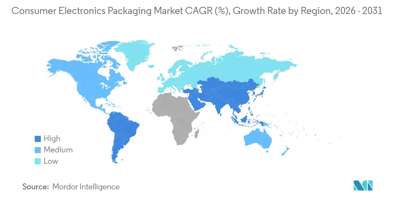 Consumer Electronics Packaging Market CAGR (%), Growth Rate by Region
