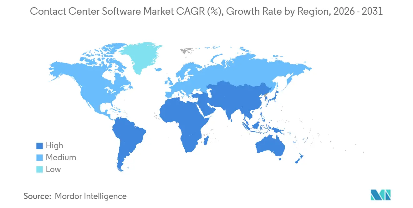 Contact Center Software Market CAGR (%), Growth Rate by Region