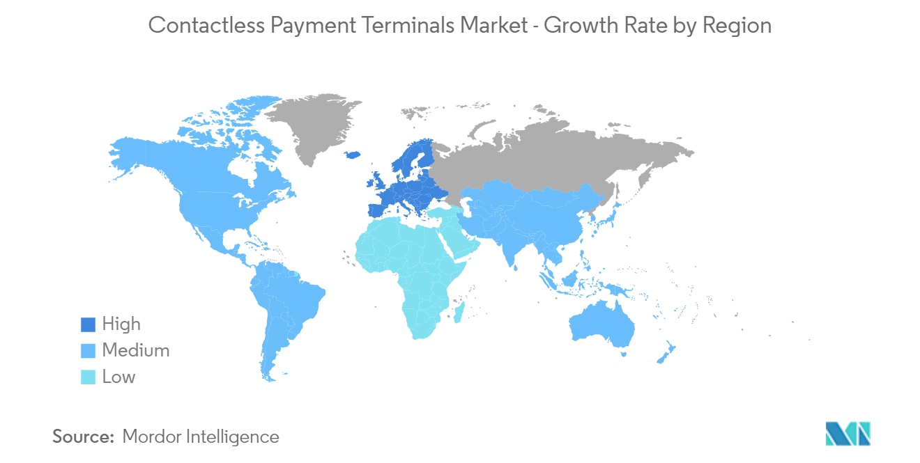Mercado Terminales de pago sin contacto – Tasa de crecimiento por región