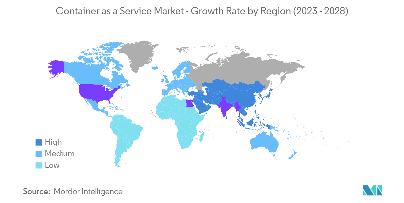سوق الحاويات كخدمة - معدل النمو حسب المنطقة (2023-2028)