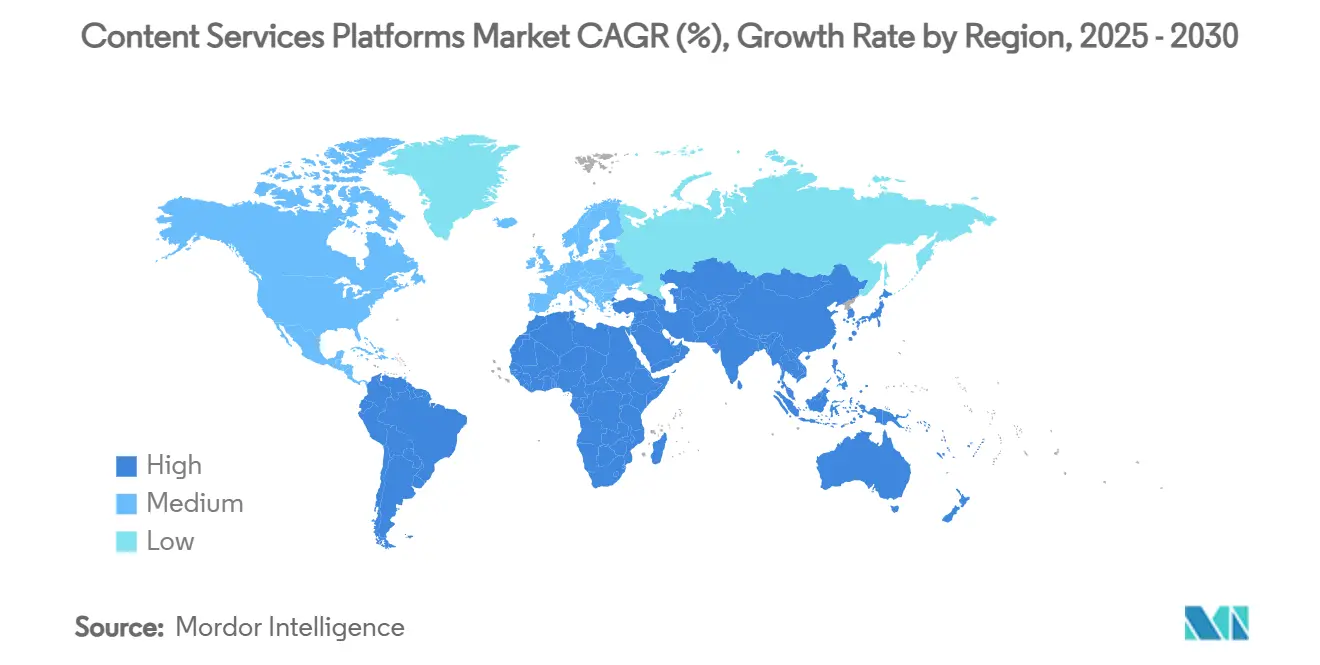 Content Services Platforms Market CAGR (%), Growth Rate by Region