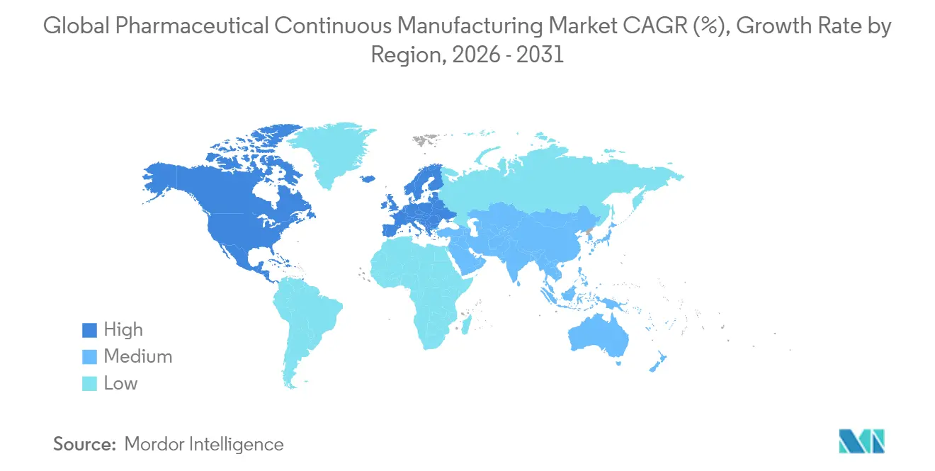 Global Pharmaceutical Continuous Manufacturing Market CAGR (%), Growth Rate by Region