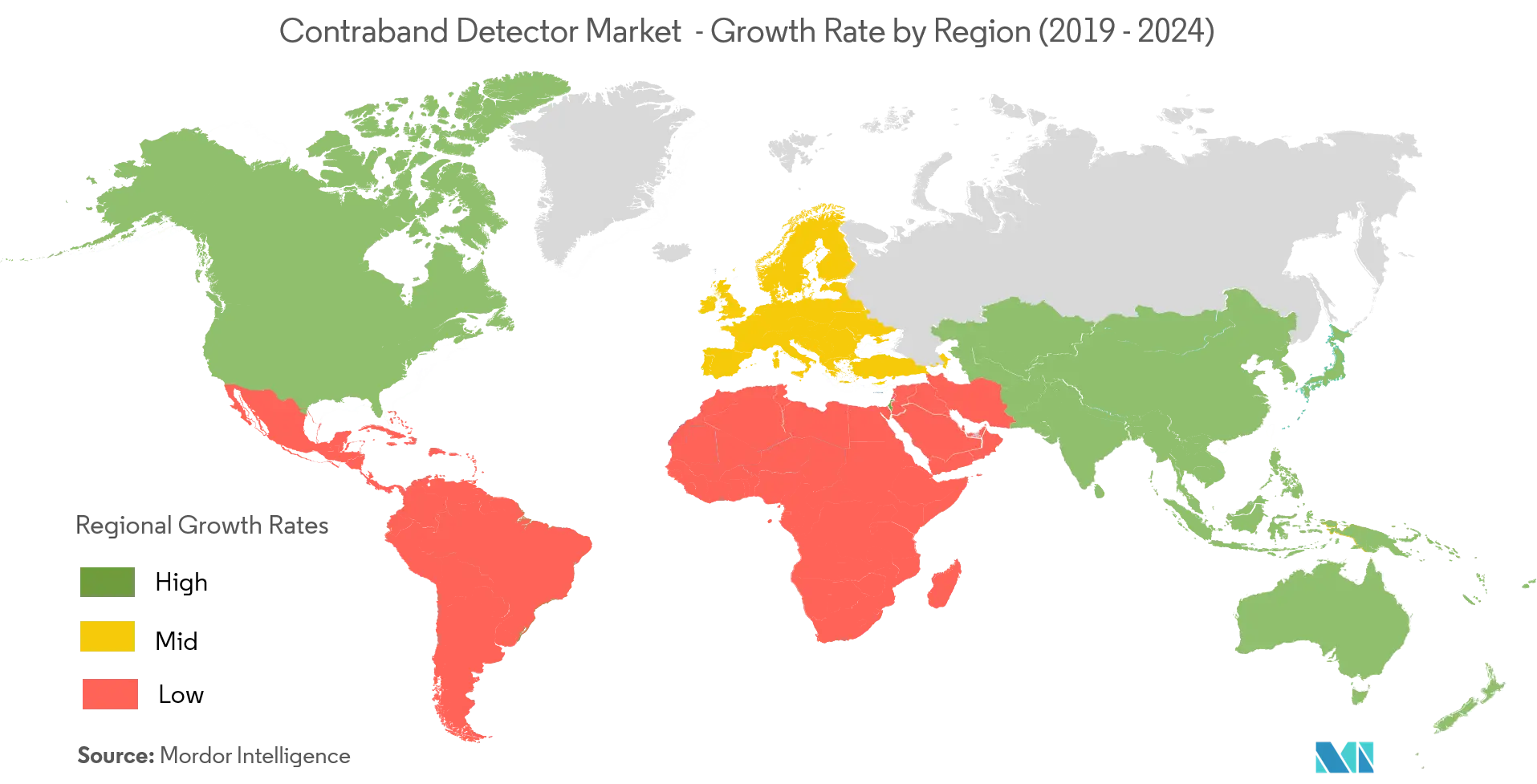 Marché des détecteurs de contrebande – Taux de croissance par région (2019-2024)