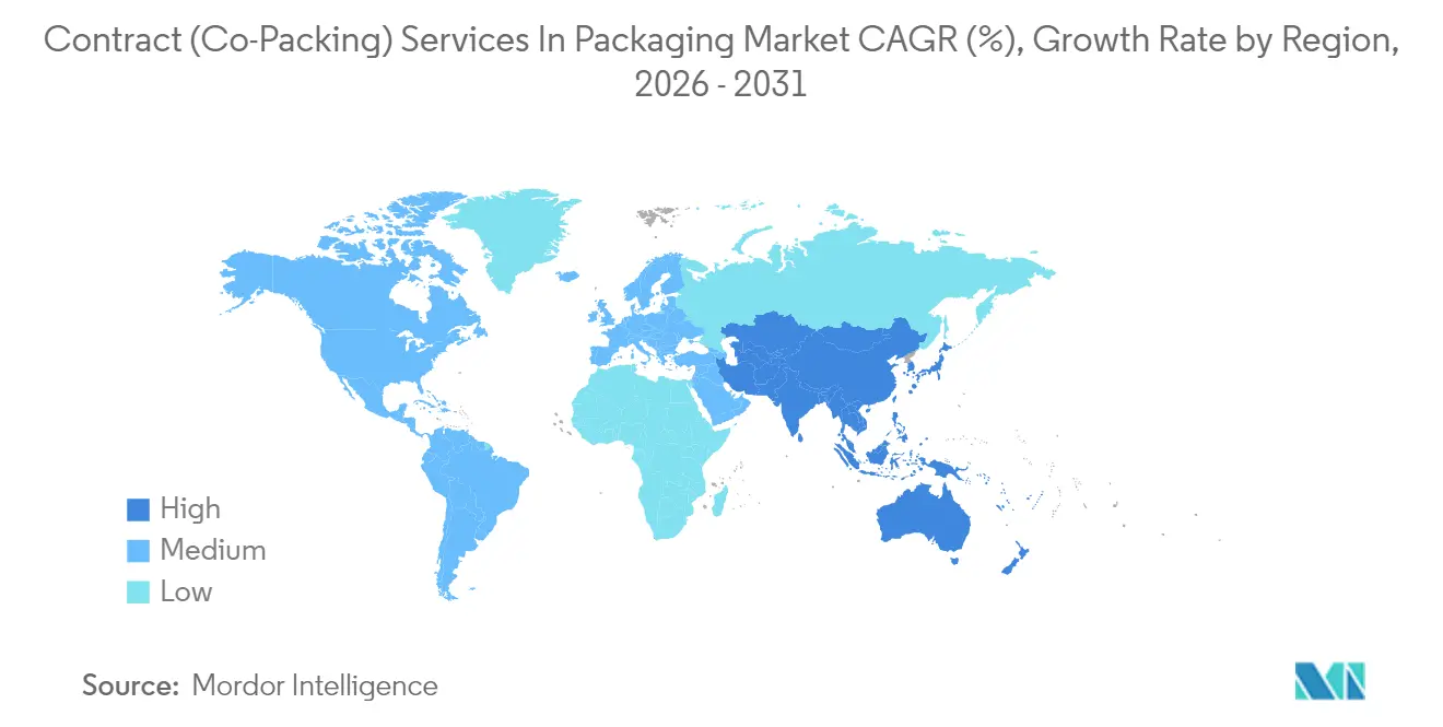 Contract (Co-Packing) Services In Packaging Market CAGR (%), Growth Rate by Region