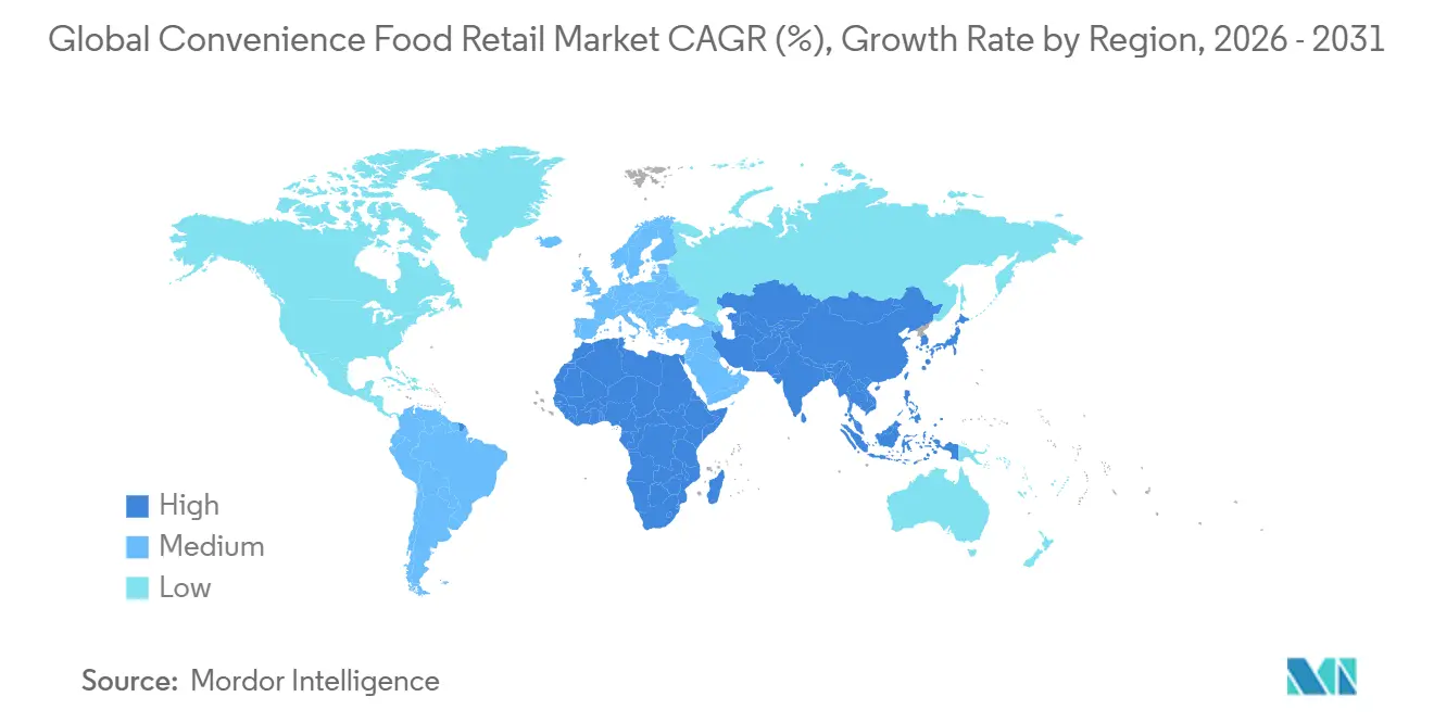 Global Convenience Food Retail Market CAGR (%), Growth Rate by Region