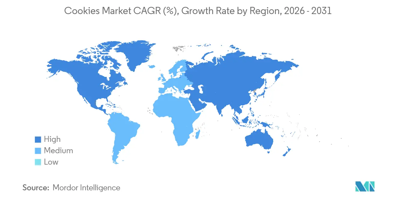 Cookies Market CAGR (%), Growth Rate by Region