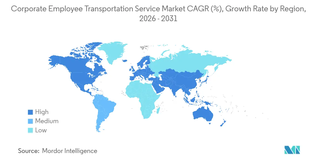 Corporate Employee Transportation Service Market CAGR (%), Growth Rate by Region