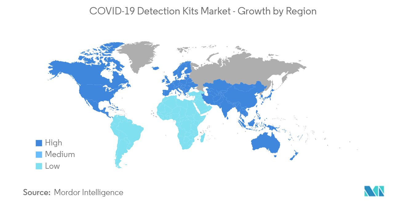 COVID-19 检测试剂盒市场 - 按地区划分的增长