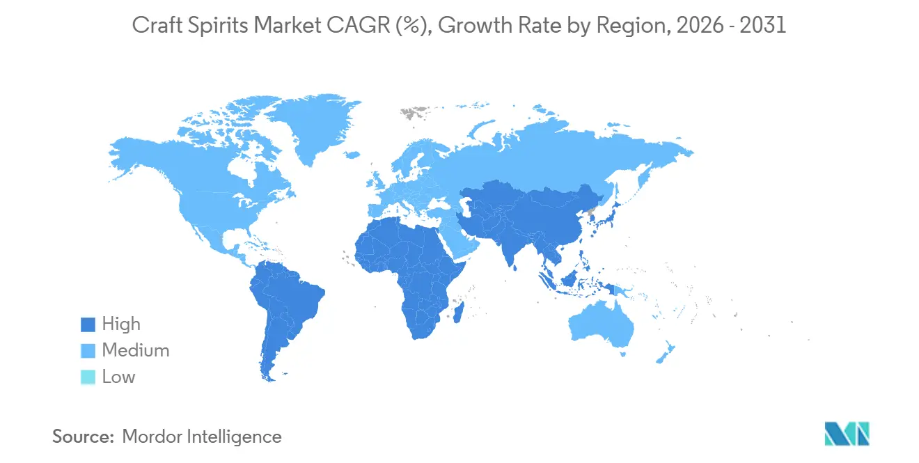 Craft Spirits Market CAGR (%), Growth Rate by Region
