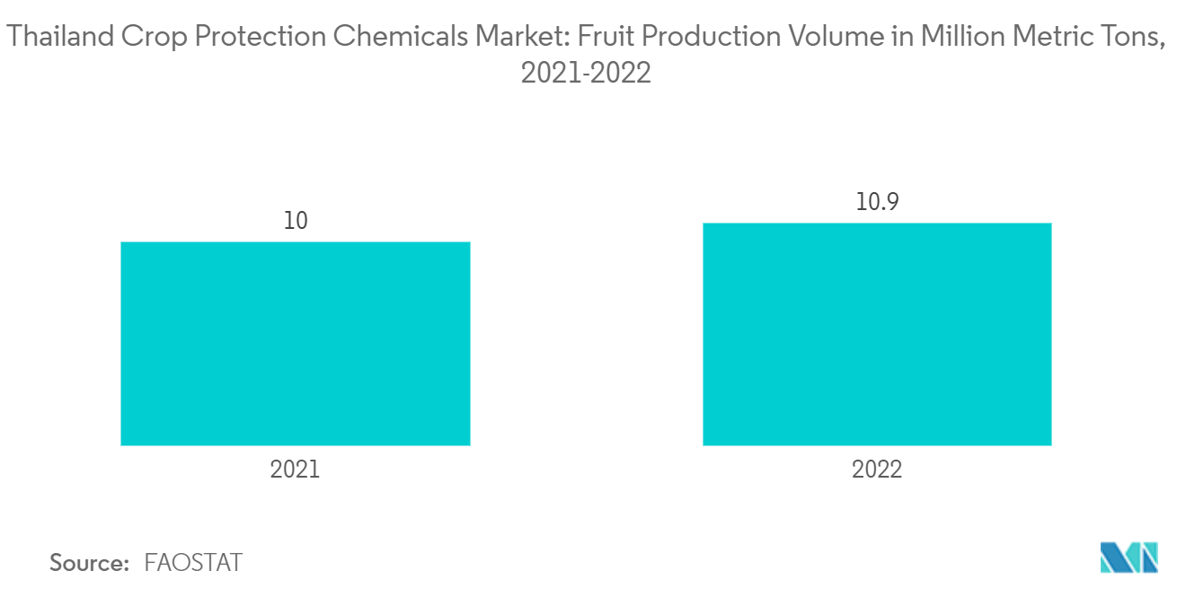 Thailand Crop Protection Chemicals Market: Fruit Production Volume in Million Metric Tons, 2021-2022