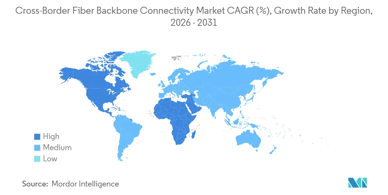 Cross-Border Fiber Backbone Connectivity Market CAGR (%), Growth Rate by Region