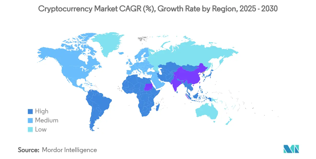 Cryptocurrency Market CAGR (%), Growth Rate by Region