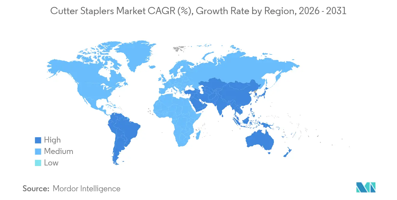 Cutter Staplers Market CAGR (%), Growth Rate by Region