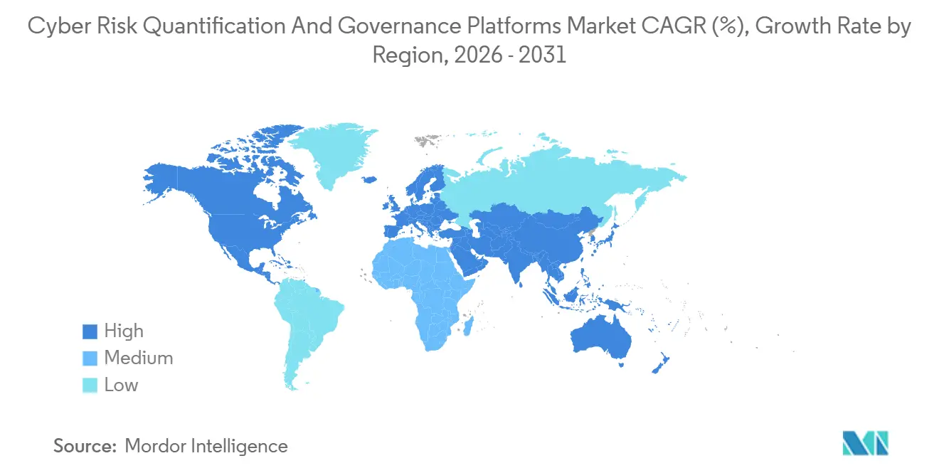 CAGR (%) des Markts für Cyber-Risikoquantifizierungs- und Governance-Plattformen, Wachstumsrate nach Region