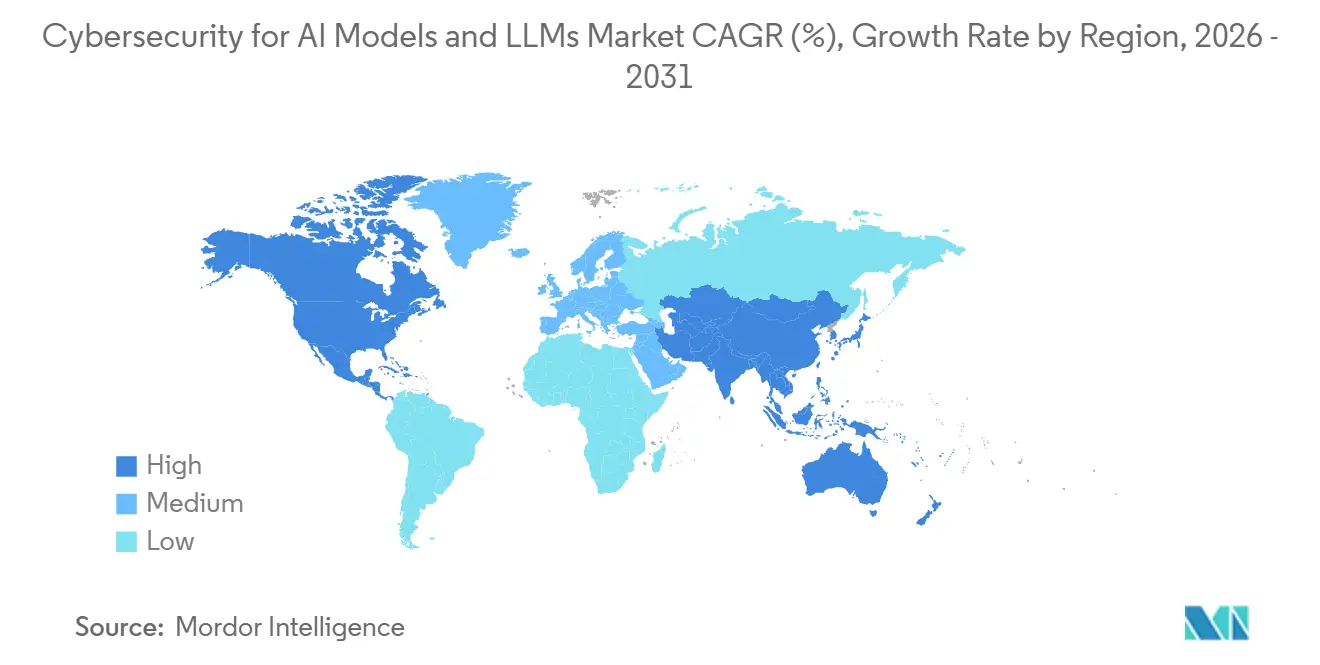 Cybersecurity for AI Models and LLMs Market CAGR (%), Growth Rate by Region