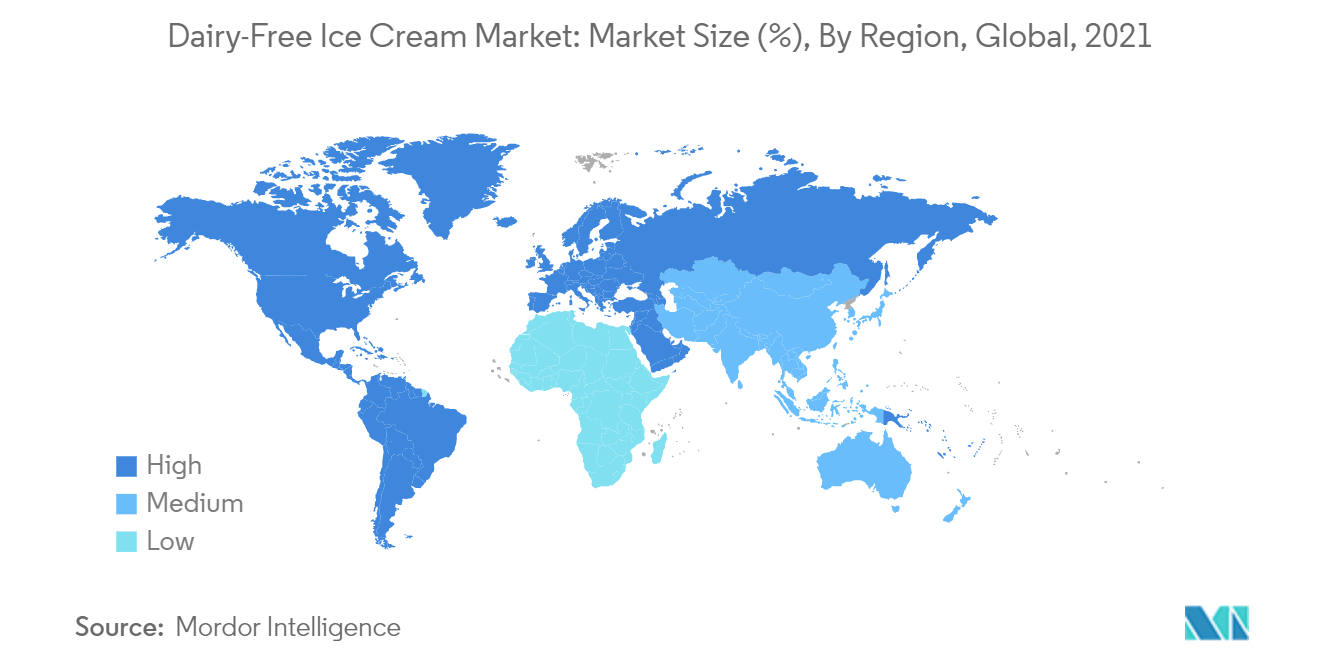 Dairy-Free lce Cream Market: Market Size (%), By Region, Global, 2021