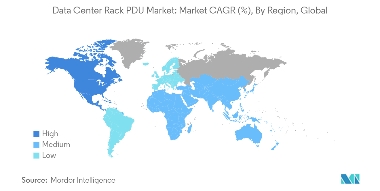 Mercado PDU en rack para centros de datos tasa de crecimiento por región