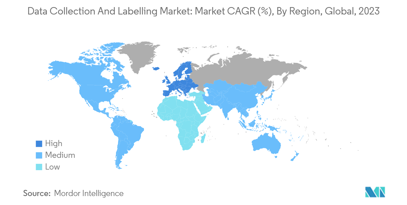 Data Collection And Labelling Market: Market CAGR (%), By Region, Global