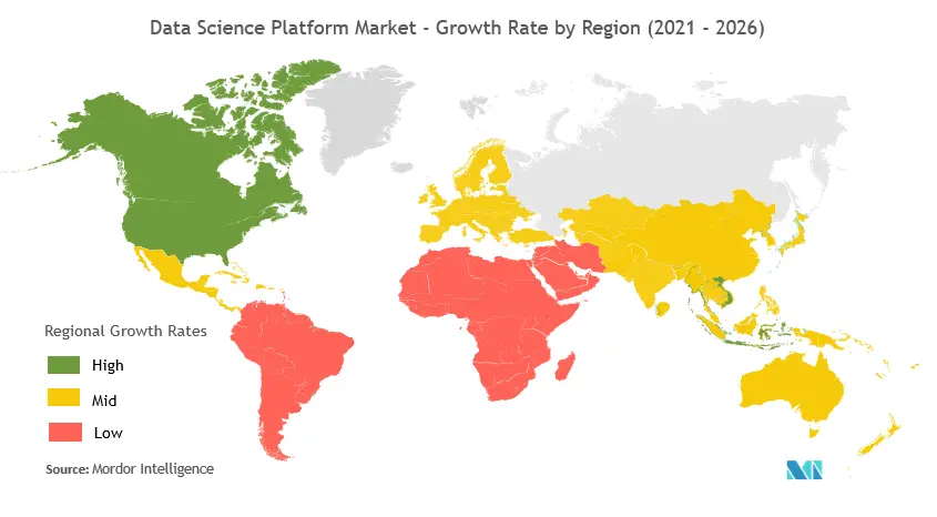 Data Science Platform Market: Growth Rate by Region (2021 - 2026)