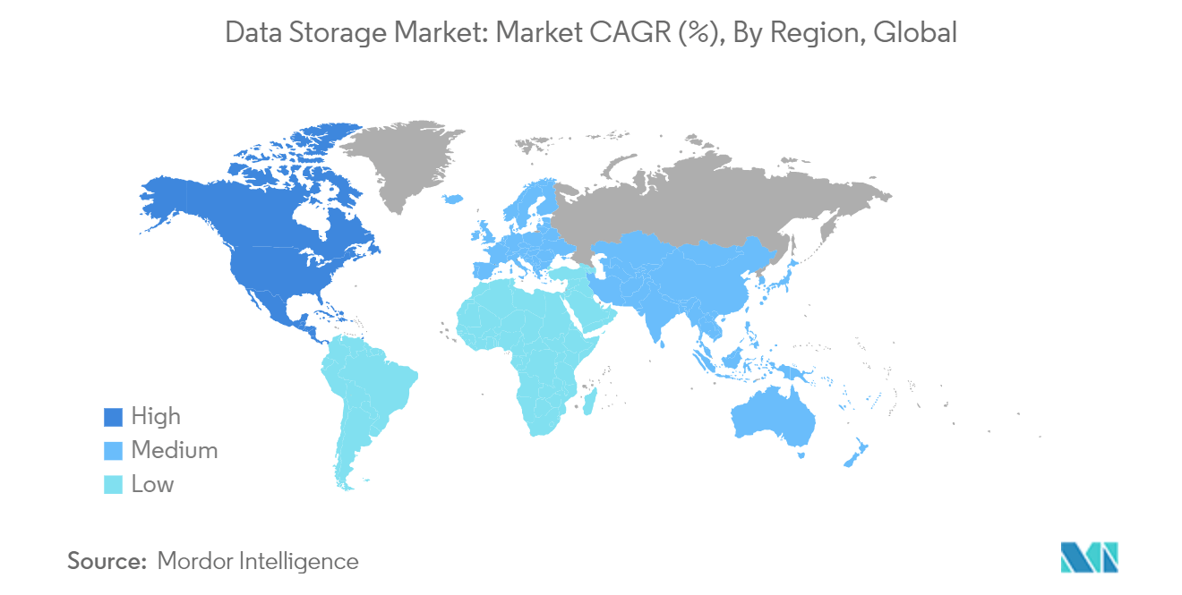 Data Storage Market: Market CAGR (%), By Region, Global Data Storage Market: Market CAGR (%), By Region, Global