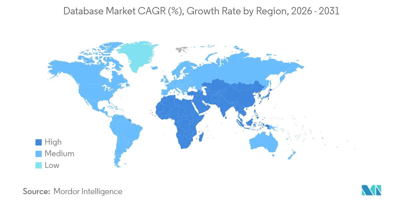 Database Market CAGR (%), Growth Rate by Region