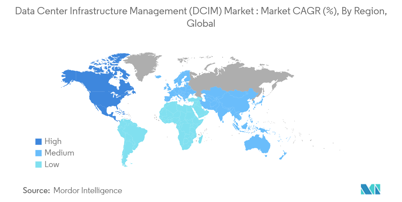 データセンターインフラ管理（DCIM）市場：地域別市場年平均成長率（%）、世界