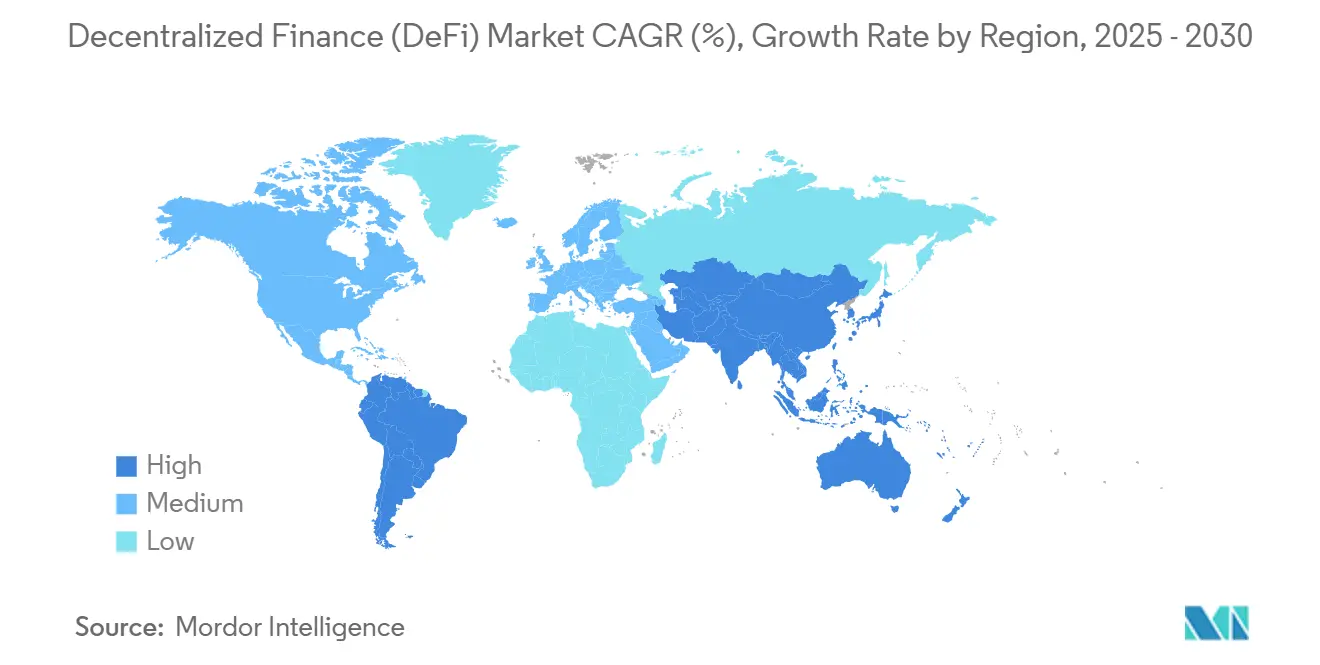 Decentralized Finance (DeFi) Market CAGR (%), Growth Rate by Region