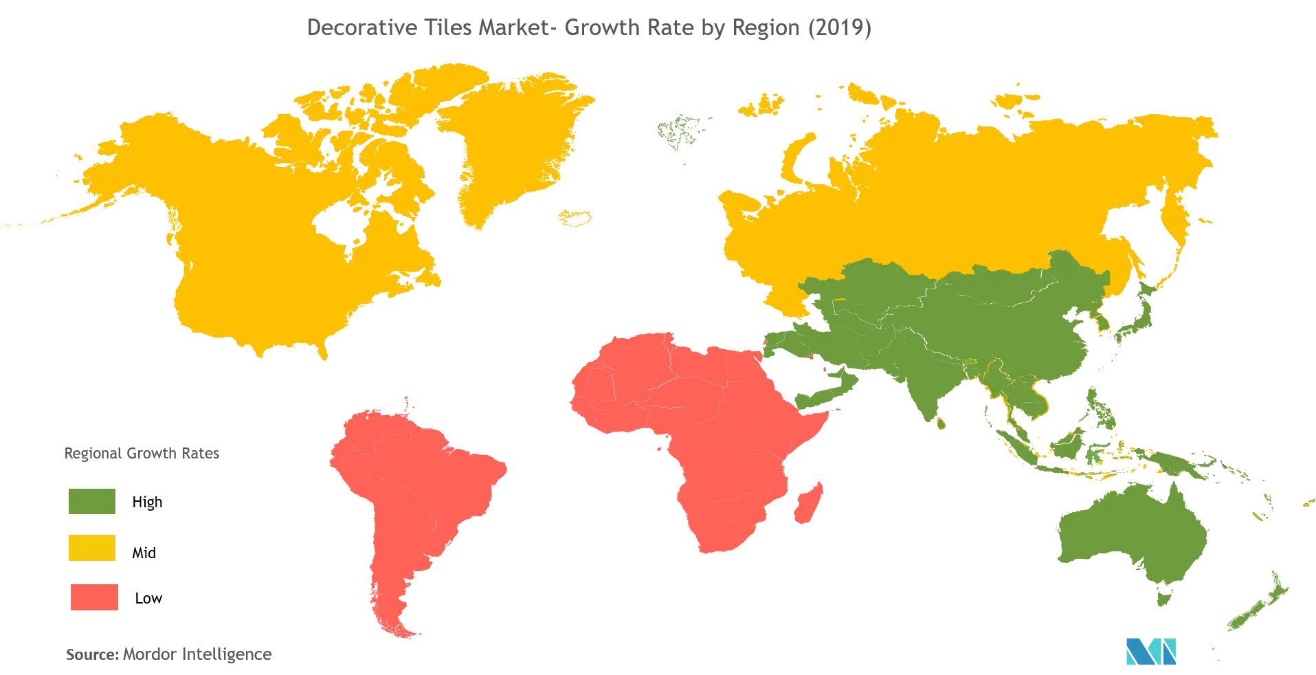 Decorative tiles market Growth by Region