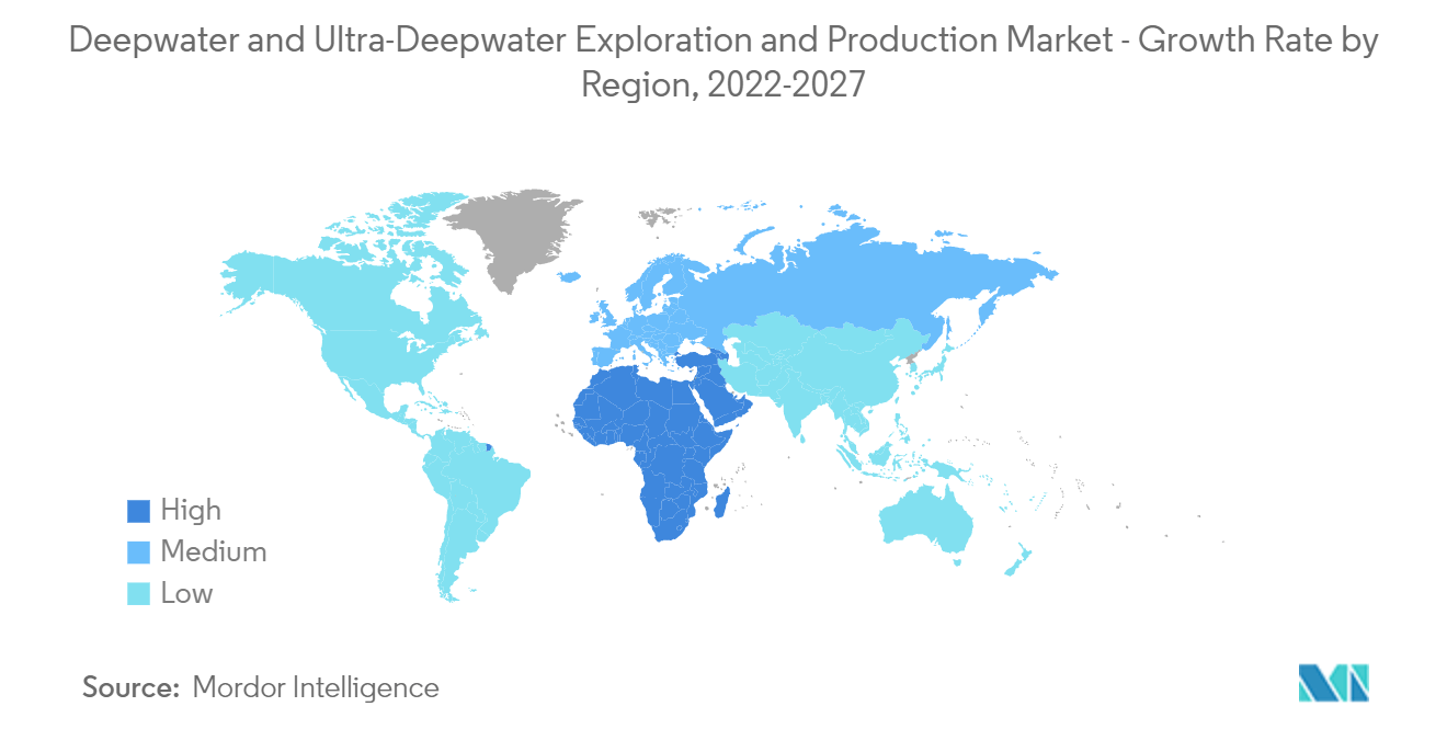 Mercado de exploración y producción en aguas profundas y ultraprofundas tasa de crecimiento por región