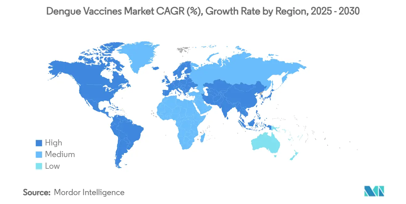 뎅기열 꽁 머니 바카라 시장 CAGR(%), 지역별 성장률