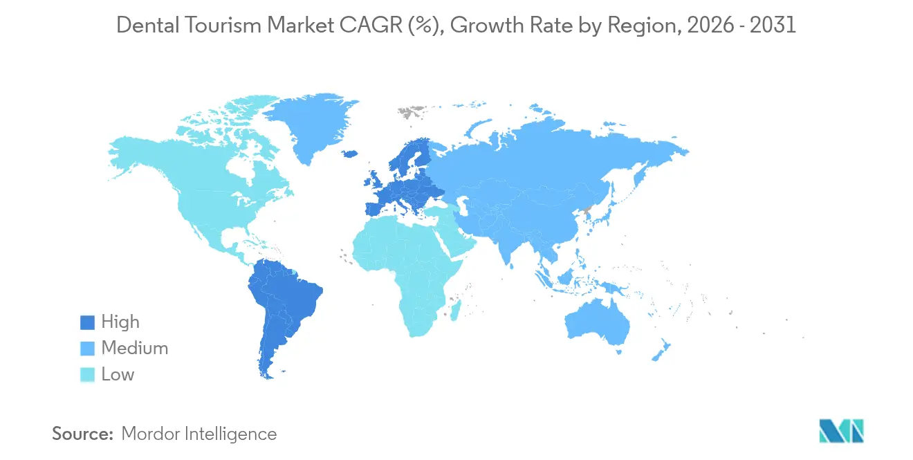 Dental Tourism Market CAGR (%), Growth Rate by Region