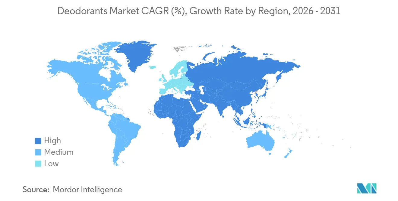 Deodorants Market CAGR (%), Growth Rate by Region