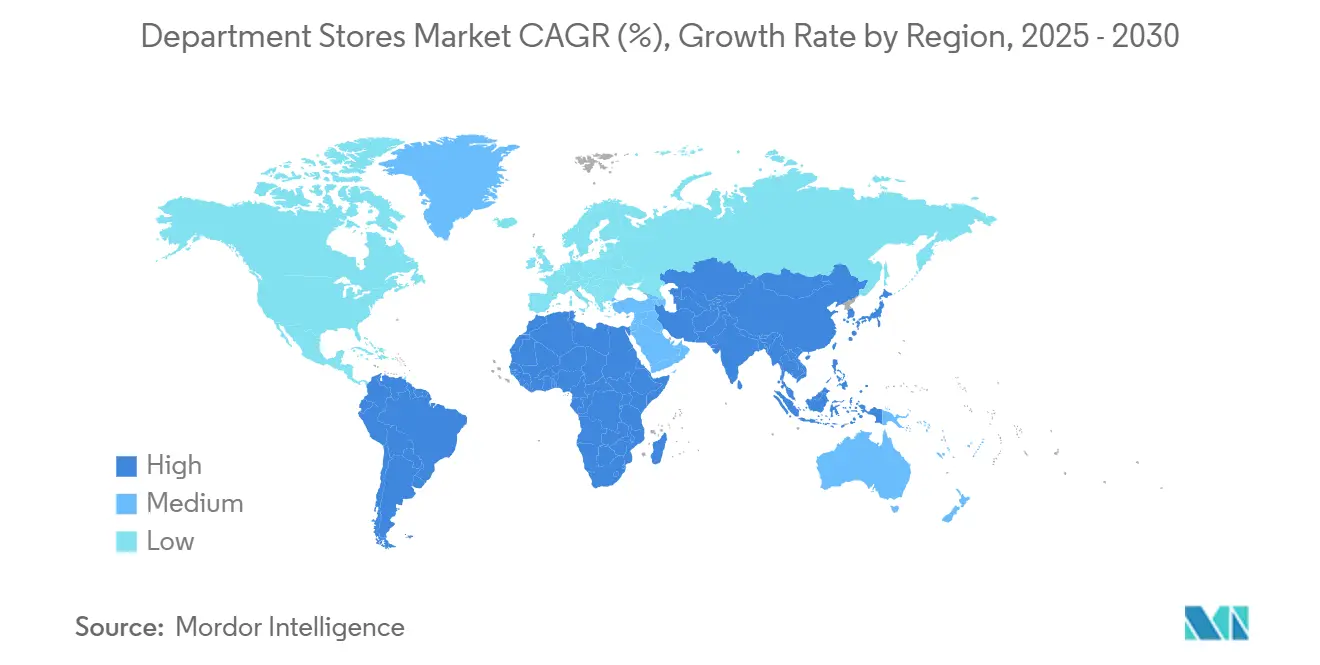 Department Stores Market CAGR (%), Growth Rate by Region