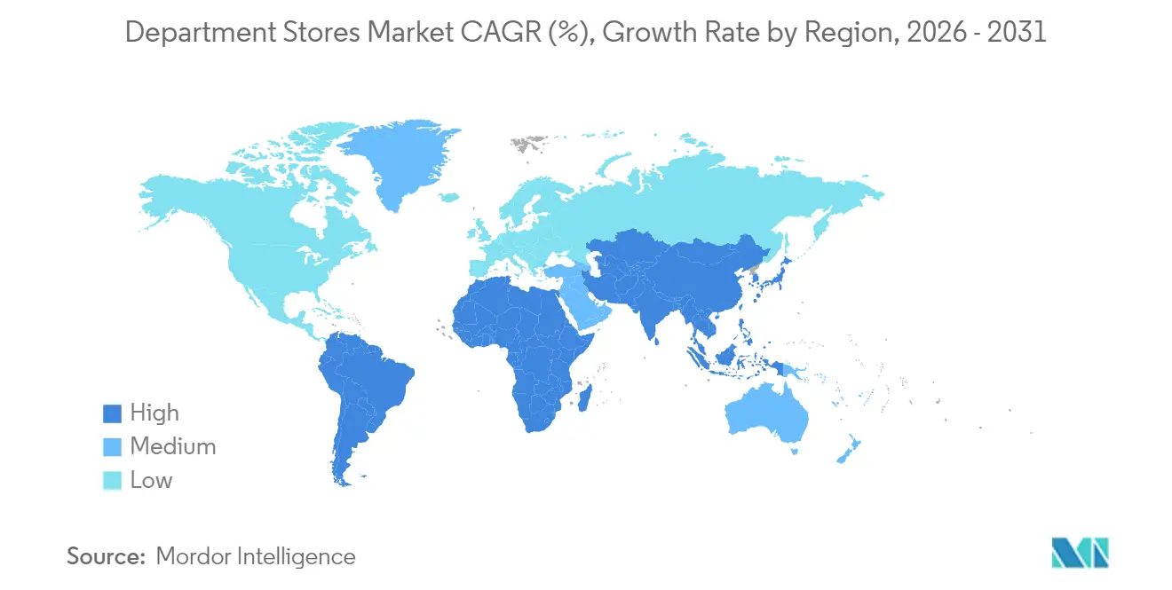 Department Stores Market CAGR (%), Growth Rate by Region